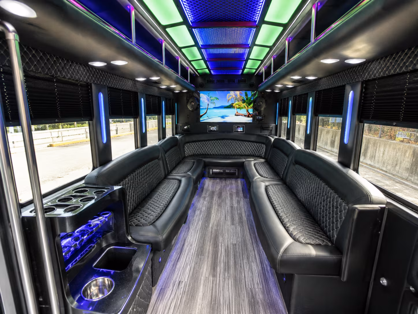 richmond 18 passenger party bus inside